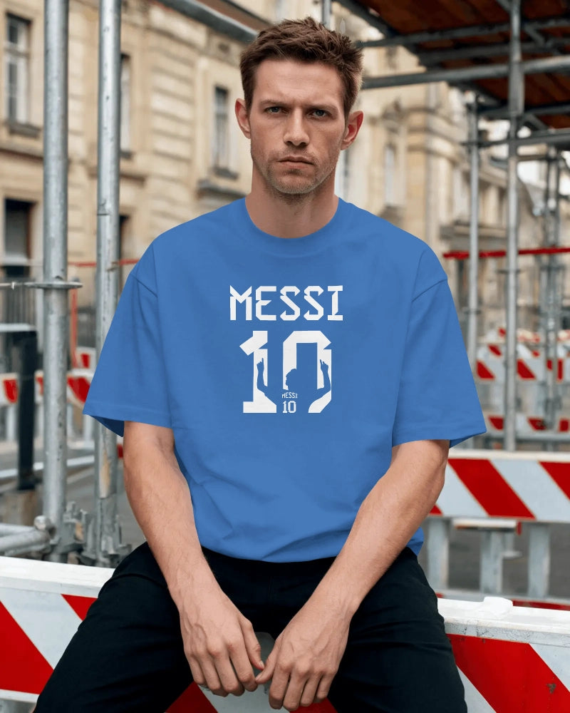 BYCADS Messi 10 Football Oversized Cotton Blend T-Shirt | Premium Sports Collection Graphic T-shirt