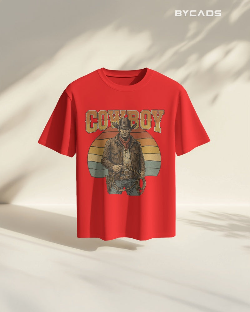 Retro Cowboy Oversized T-Shirt for Men – Vintage Western Style by Bycads