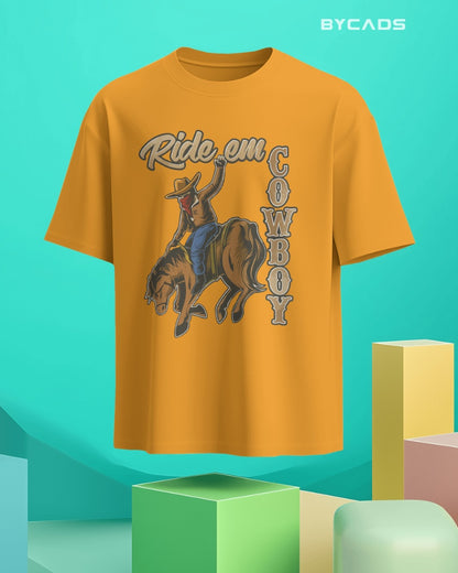 Ride ‘Em Cowboy Oversized T-Shirt for Men – Western Streetwear by Bycads