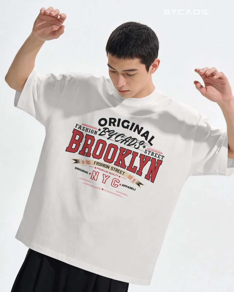 BYCADS Original Brooklyn Oversized Cotton Blend T-Shirt for Men & Women | Relaxed Fit Drop Shoulder Streetwear Tee