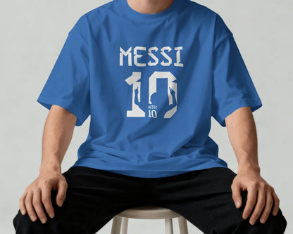 BYCADS Messi 10 Football Oversized Cotton Blend T-Shirt | Premium Sports Collection Graphic T-shirt