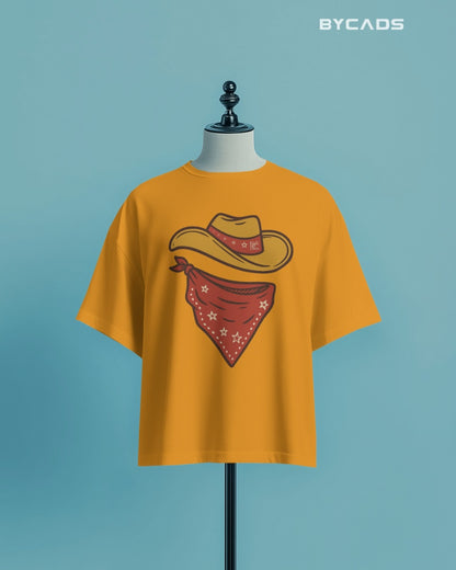 Minimal Cowboy Oversized T-Shirt for Men – Western Hat and Bandana by Bycads