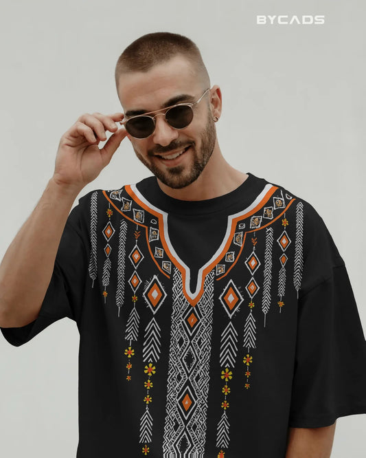 “Tribal Spirit” Oversized Ethnic Print Tee