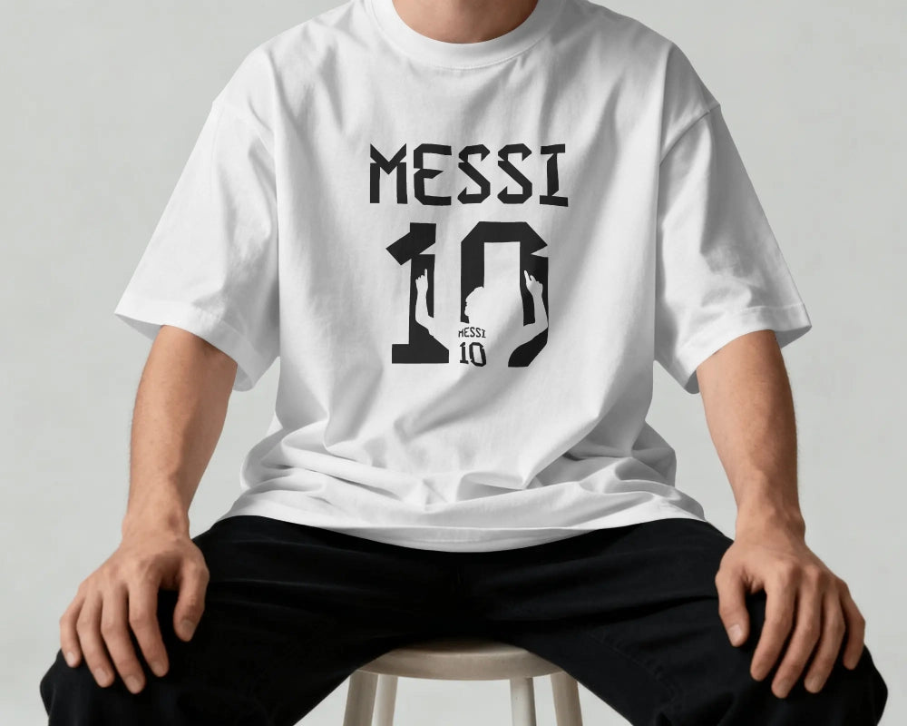 BYCADS Messi 10 Football Oversized Cotton Blend T-Shirt | Premium Sports Collection Graphic T-shirt