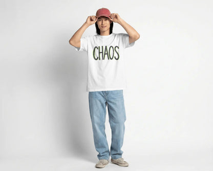 CHAOS Minimal Neon Outline Oversized T-Shirt cotton blend - BYCADS