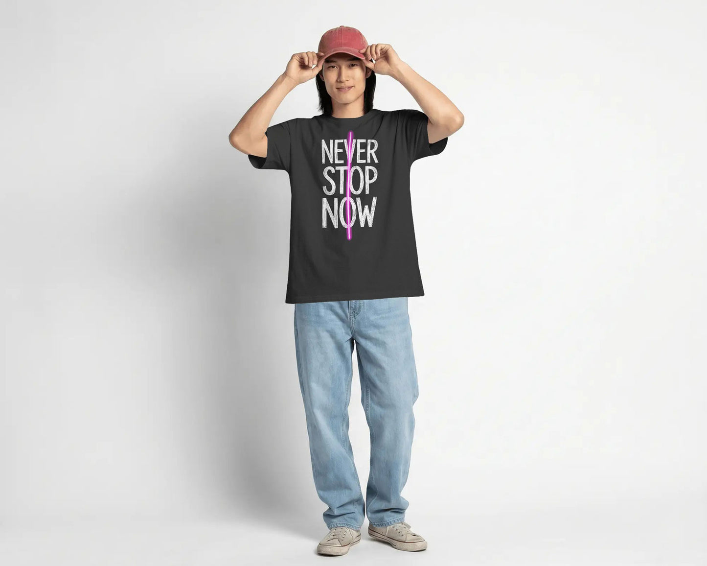 Never Stop Now Neon Line Graphic Oversized cotton blend T-Shirt - BYCADS