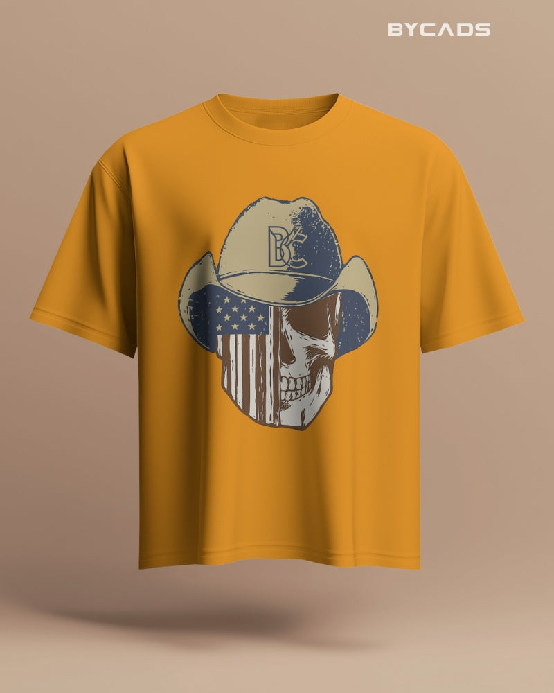Cowboy Skull Oversized T-Shirt for Men – Grunge Western Graphic by Bycads
