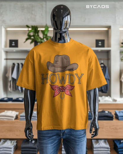 Howdy Cowboy Drop Shoulder T-Shirt  – Western Street Style by Bycads