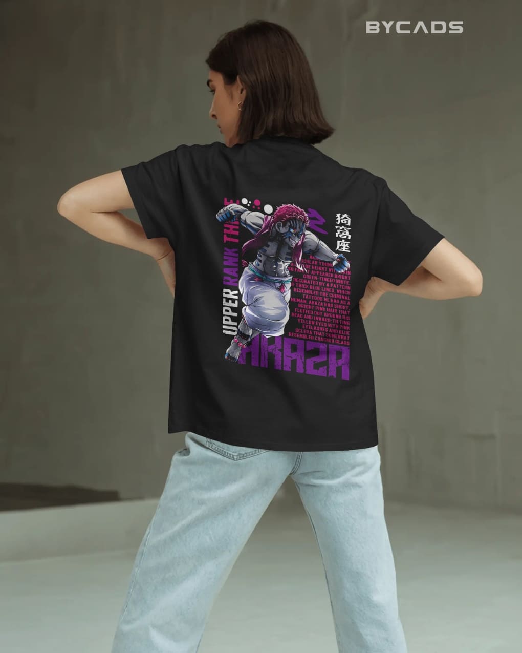 BYCADS "Upper Rank Three" Akaza Anime Graphic Regular Fit Cotton Blend T-Shirt