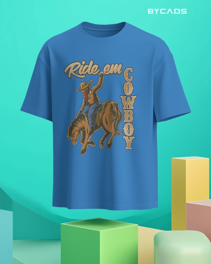 Ride ‘Em Cowboy Oversized T-Shirt for Men – Western Streetwear by Bycads