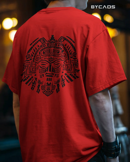 Aztec Sun God Printed Oversized T-Shirt for Men