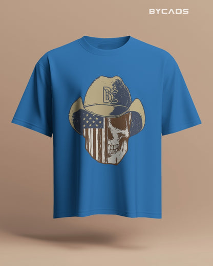 Cowboy Skull Oversized T-Shirt for Men – Grunge Western Graphic by Bycads
