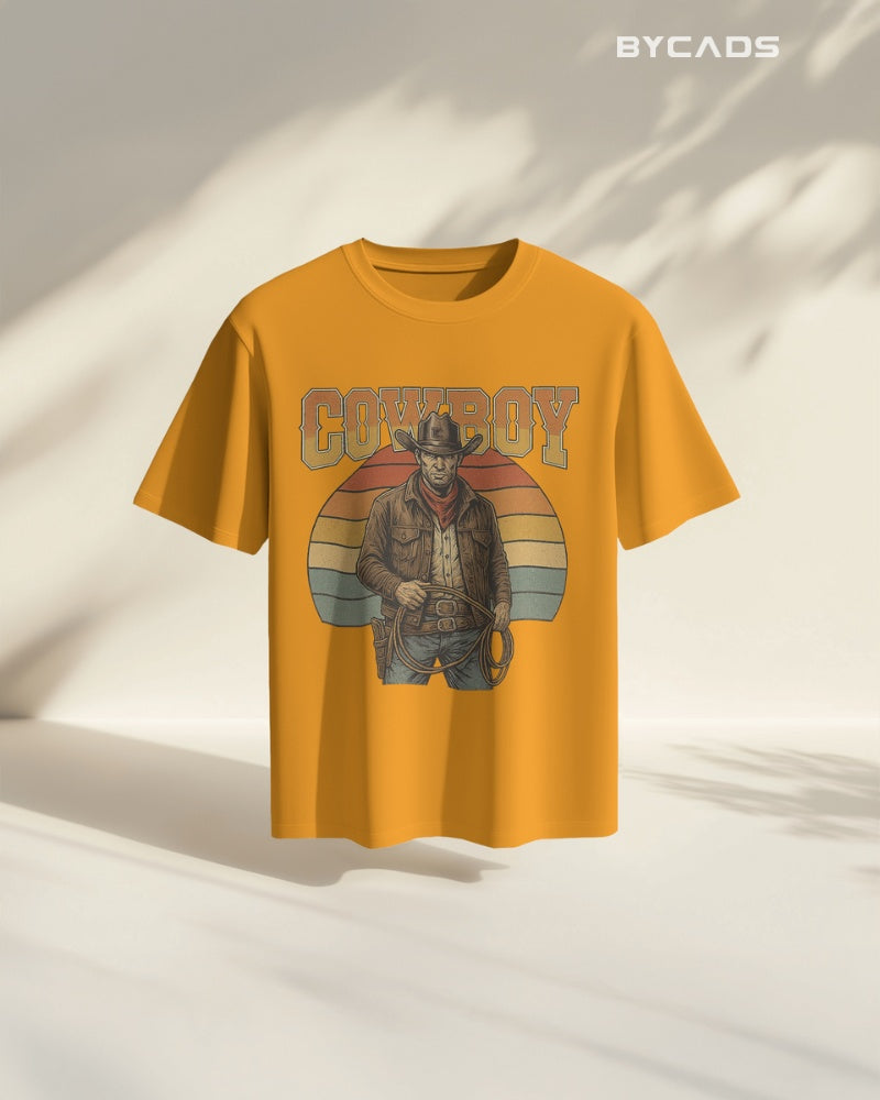 Retro Cowboy Oversized T-Shirt for Men – Vintage Western Style by Bycads
