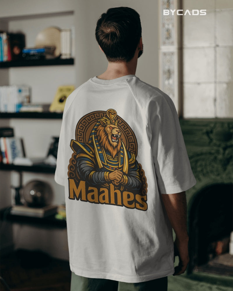 Maahes Oversized T-Shirt for Men – Egyptian Warrior Streetwear by Bycads
