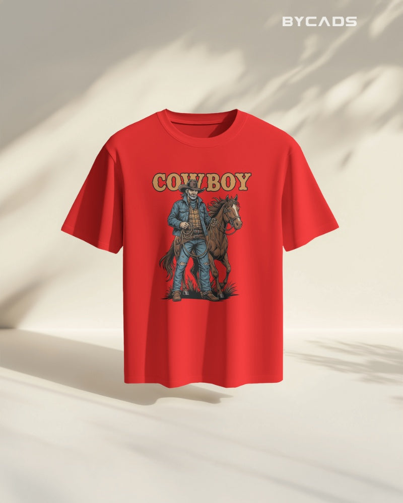 Cowboy with Horse Oversized T-Shirt for Men – Western Partner Graphic by Bycads