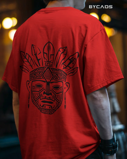 Tribal Warrior Spirit Oversized T-Shirt – Bold Ethnic Power by Bycads