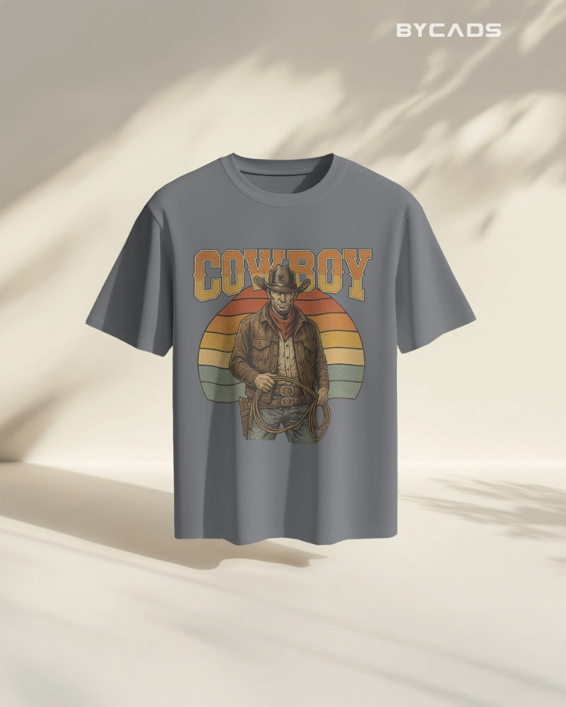 Retro Cowboy Oversized T-Shirt for Men – Vintage Western Style by Bycads