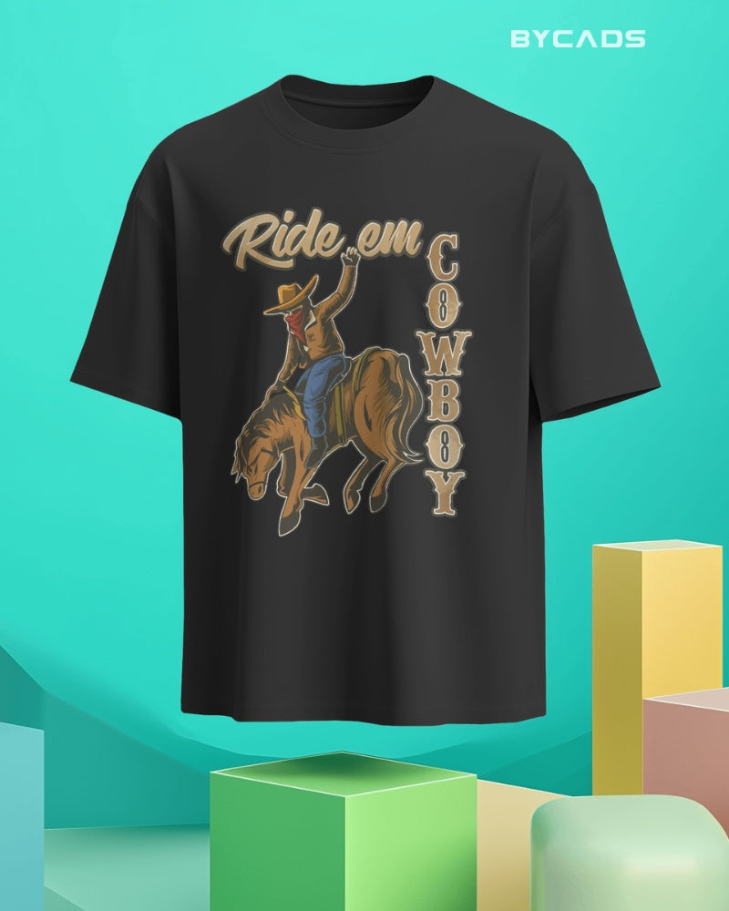 Ride ‘Em Cowboy Oversized T-Shirt for Men – Western Streetwear by Bycads