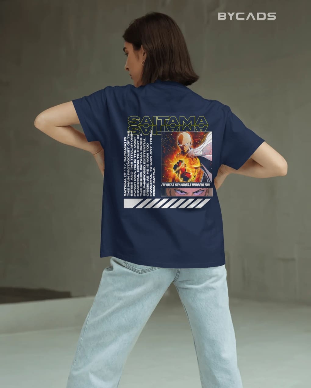 Saitama "Hero For Fun" Graphic Regular-Fit Cotton Blend T-Shirt | Anime Streetwear