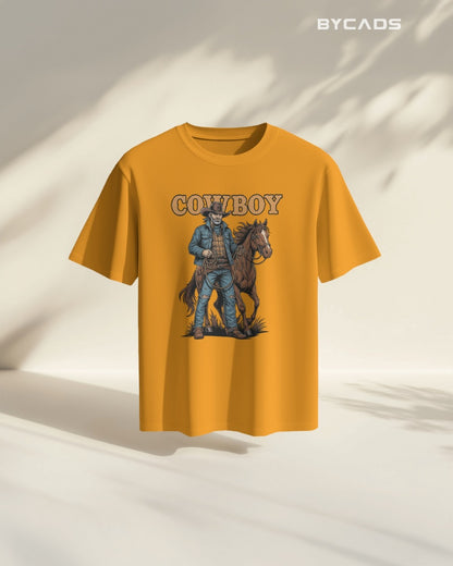 Cowboy with Horse Oversized T-Shirt for Men – Western Partner Graphic by Bycads