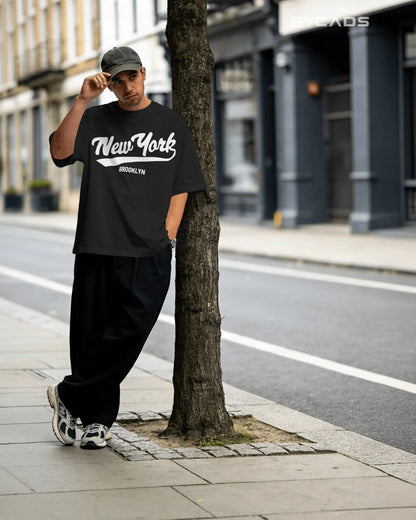 BYCADS New York Oversized Cotton Blend T-Shirt for Unisex | Unisex Drop Shoulder Relaxed Fit Streetwear T-shirt