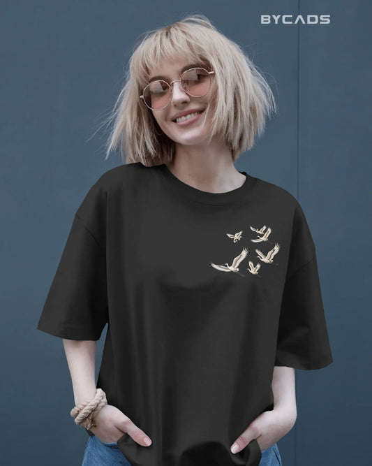 BYCADS "Flight of Kings" Black Oversized Graphic Streetwear T-Shirt