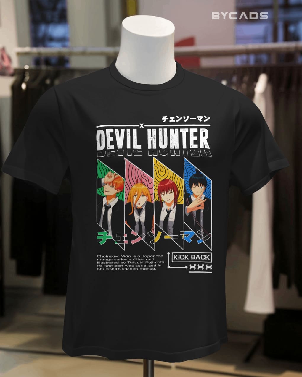 BYCADS "Devil Hunter Squad" Anime Graphic Regular-Fit Cotton Blend T-Shirt
