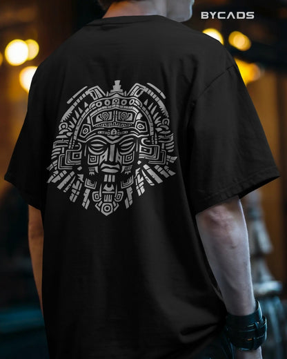 Aztec Sun God Printed Oversized T-Shirt for Men