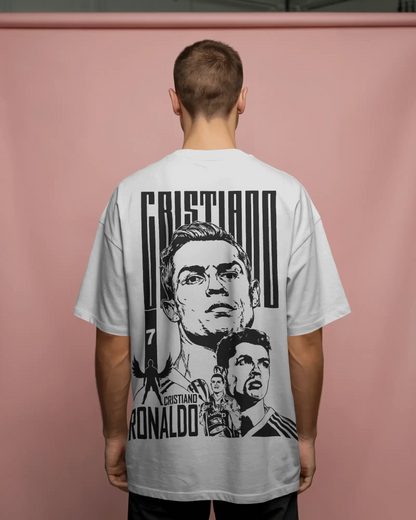 BYCADS Football Legend CR7 Back Print Oversized T-Shirt | Cotton Blend Streetwear