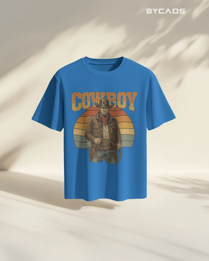 Retro Cowboy Oversized T-Shirt for Men – Vintage Western Style by Bycads