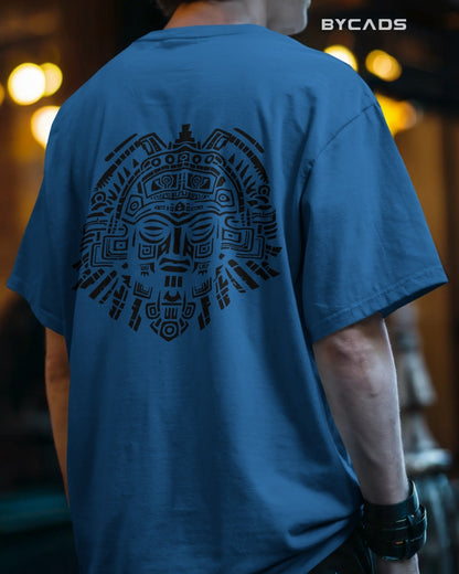 Aztec Sun God Printed Oversized T-Shirt for Men