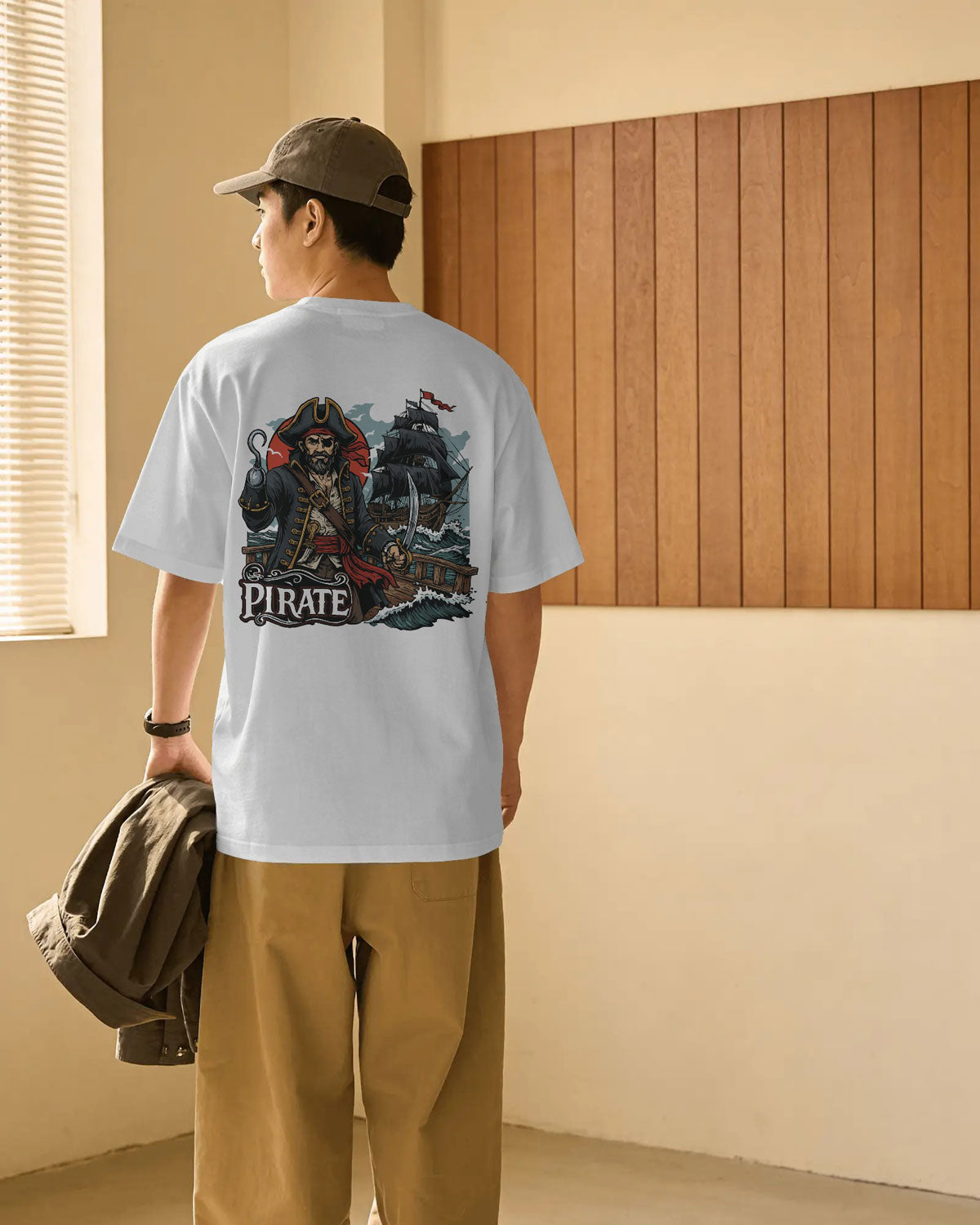 Rogue of the Seas Pirate Printed Oversized T-Shirt for Men