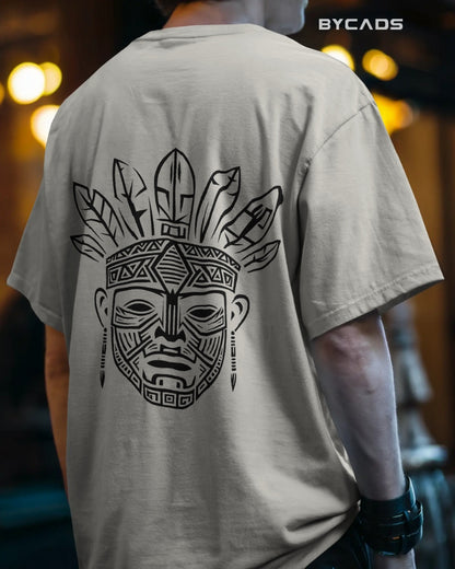 Tribal Warrior Spirit Oversized T-Shirt – Bold Ethnic Power by Bycads
