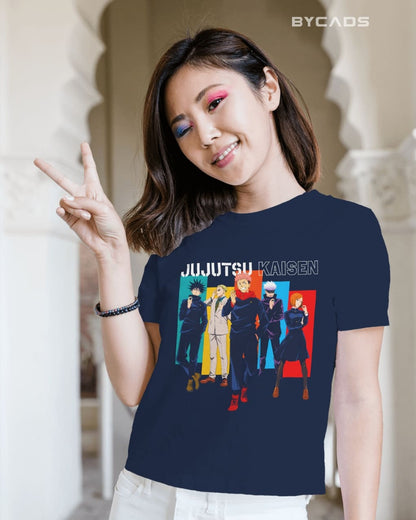BYCADS "Jujutsu Sorcerers" Jujutsu Kaisen Anime Graphic Regular-Fit Cotton Blend T-Shirt