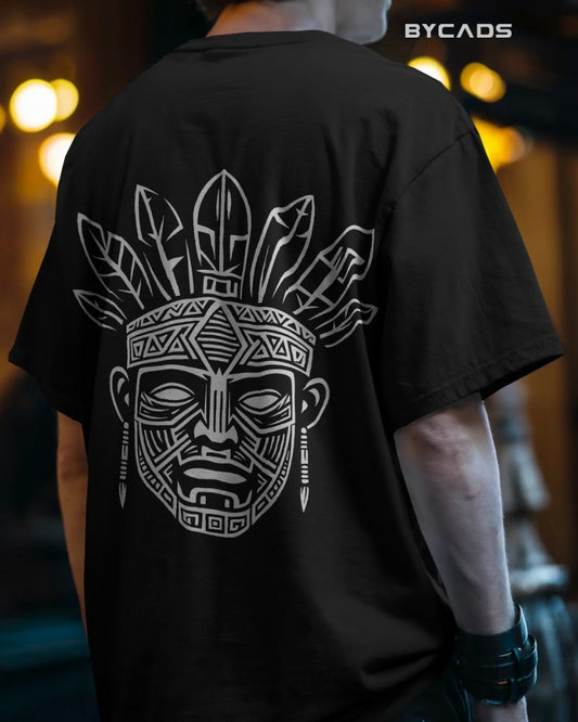 Tribal Warrior Spirit Oversized T-Shirt – Bold Ethnic Power by Bycads