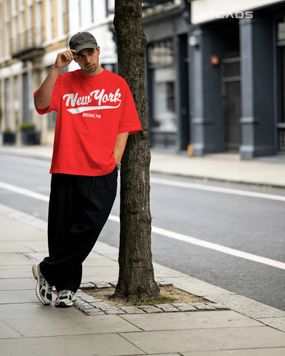 BYCADS New York Oversized Cotton Blend T-Shirt for Unisex | Unisex Drop Shoulder Relaxed Fit Streetwear T-shirt