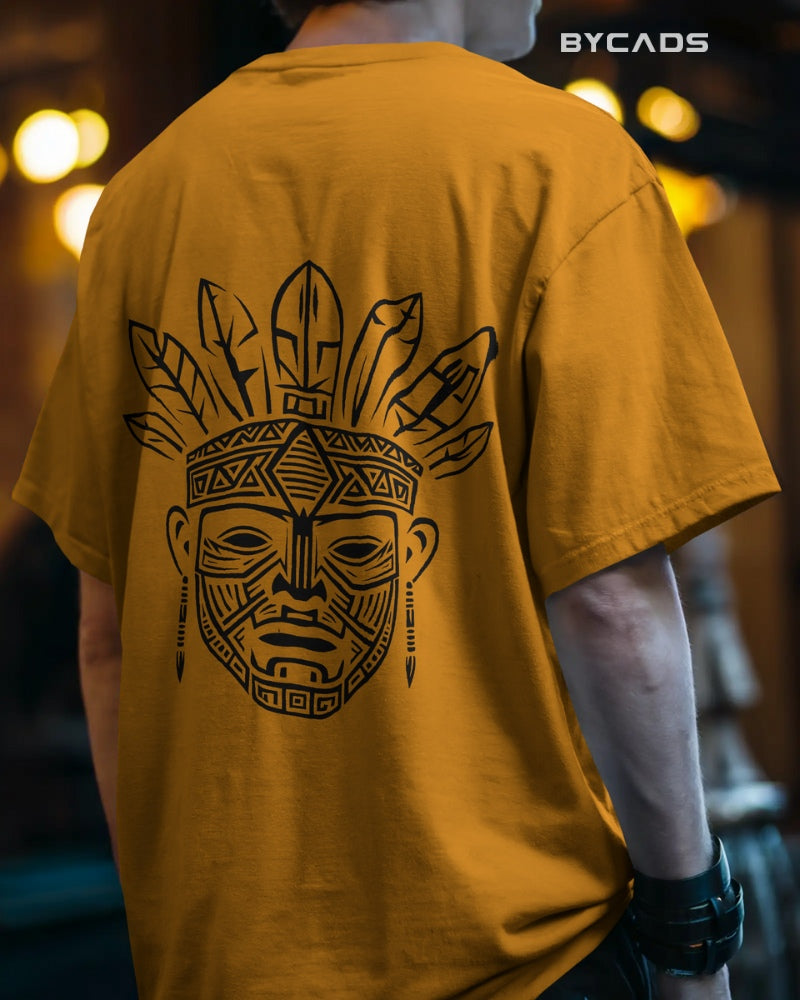 Tribal Warrior Spirit Oversized T-Shirt – Bold Ethnic Power by Bycads