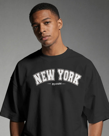 BYCADS New York Oversized T-Shirt | Cotton Blend Drop Shoulder Relaxed Fit  | Casual Streetwear Oversized T-Shirt