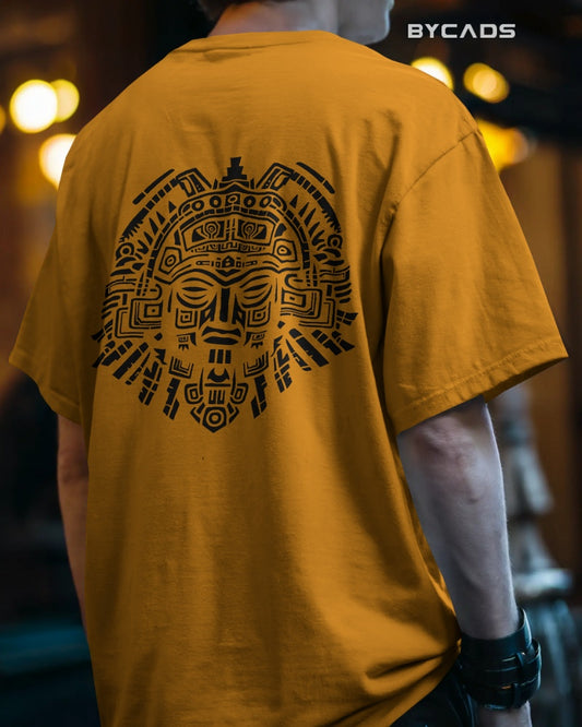 Aztec Sun God Printed Oversized T-Shirt for Men