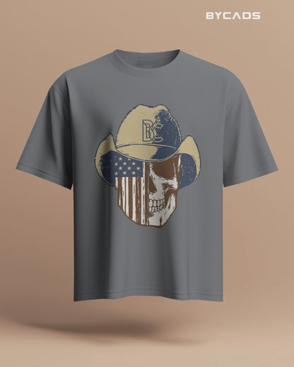 Cowboy Skull Oversized T-Shirt for Men – Grunge Western Graphic by Bycads