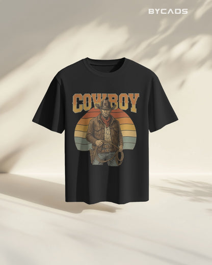 Retro Cowboy Oversized T-Shirt for Men – Vintage Western Style by Bycads