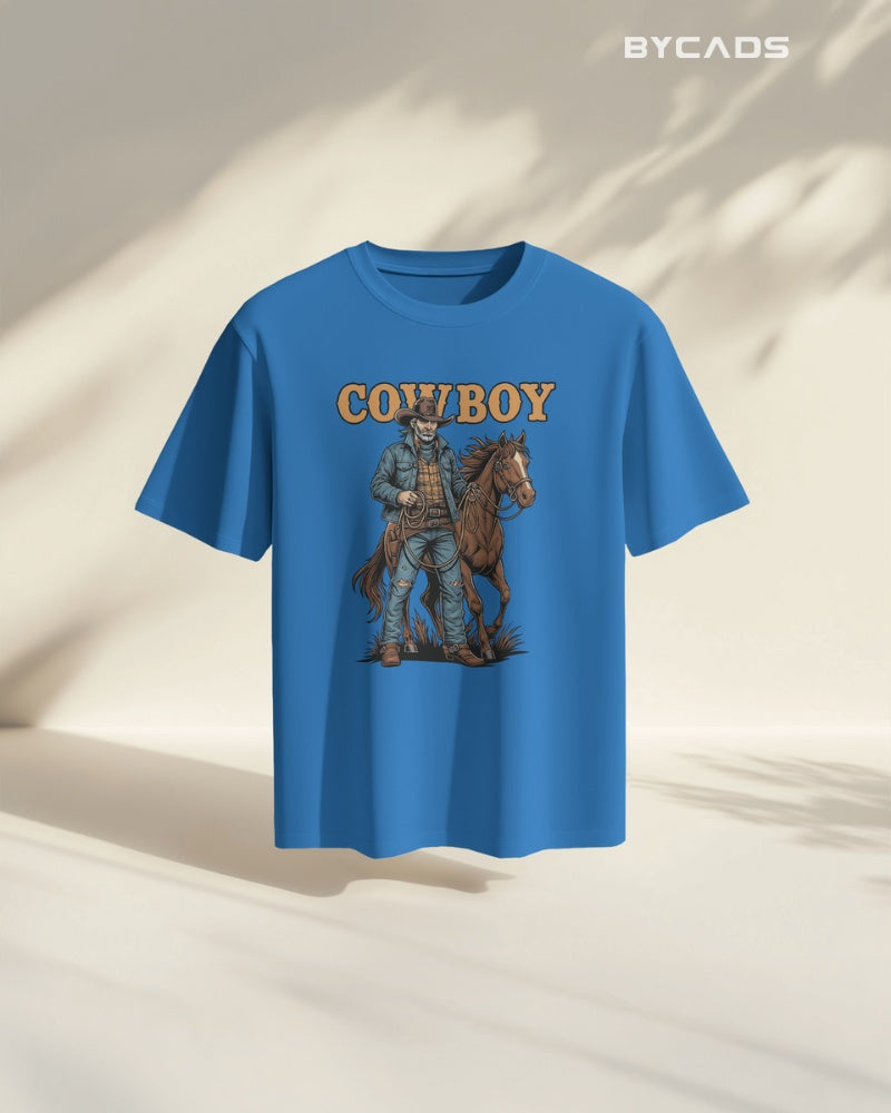 Cowboy with Horse Oversized T-Shirt for Men – Western Partner Graphic by Bycads
