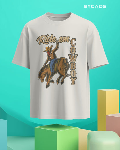 Ride ‘Em Cowboy Oversized T-Shirt for Men – Western Streetwear by Bycads