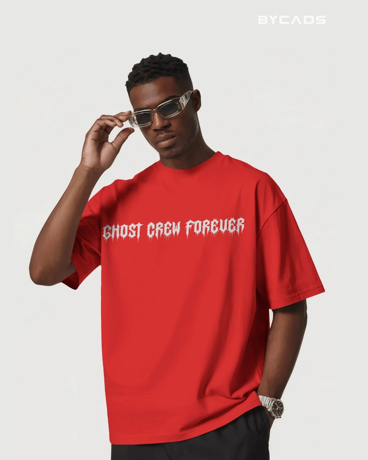 Pirate Skull Oversized T-Shirt for Men – Red Bandana & Swords Graphic by Bycads
