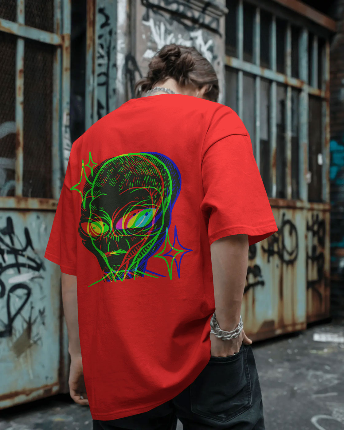 Cosmic Frequency Oversized Alien Graphic Tee