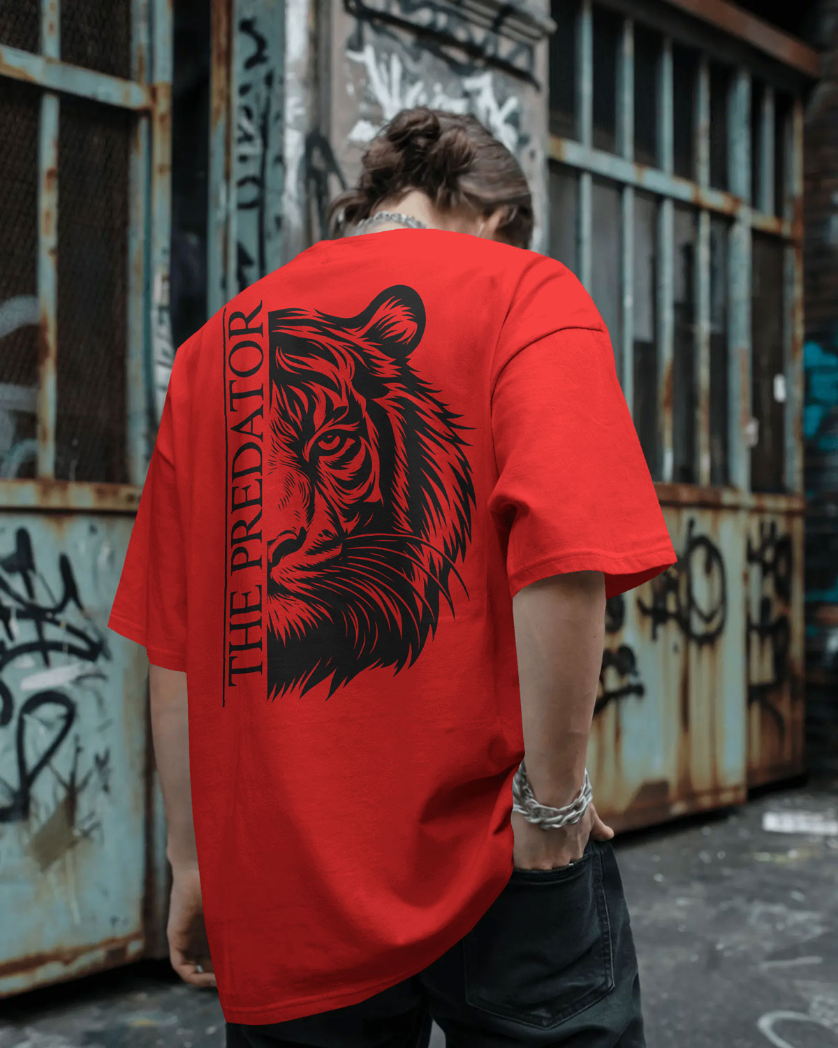 Predator Tiger Oversized T-Shirt for Men – Streetwear by Bycads