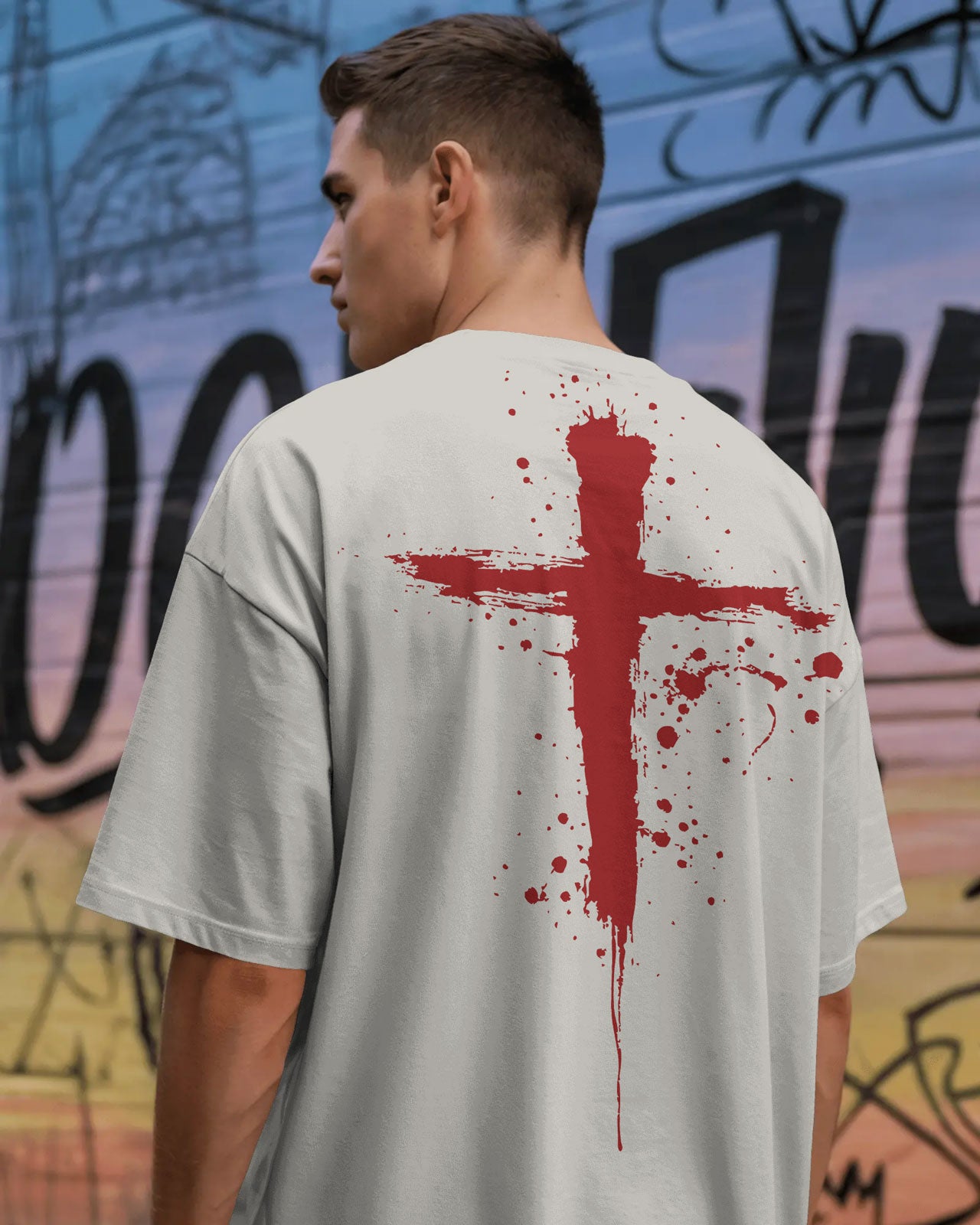 Bloodstroke Cross Oversized T-Shirt for Men