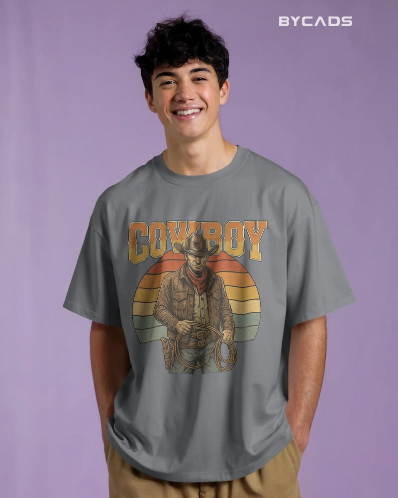 Retro Cowboy Oversized T-Shirt for Men – Vintage Western Style by Bycads