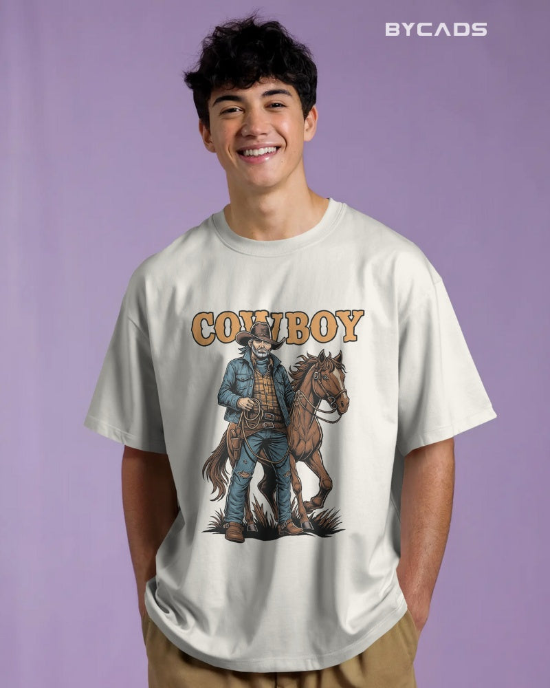 Cowboy with Horse Oversized T-Shirt for Men – Western Partner Graphic by Bycads