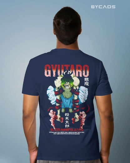 BYCADS "Blood Manipulation" Gyutaro Anime Graphic Regular-Fit Cotton Blend T-Shirt